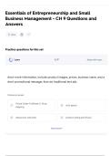 Essentials of Entrepreneurship and Small Business Management - CH 9 Questions and Answers
