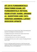 ATI 2019 FUNDAMENTALS  PROCTORED EXAM&comma; ATI  FUNDAMENTALS RETAKE&comma;  EXAM STUDY GUIDE&period; GRADED  A&plus;&period; QUESTIONS AND 100&percnt;  VERIFIED ANSWERS&period; LATEST  2025&sol;2026 UPDATE 
