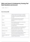 Ethics and Issues in Contemporary Nursing&colon; Test Bank Questions and Answers