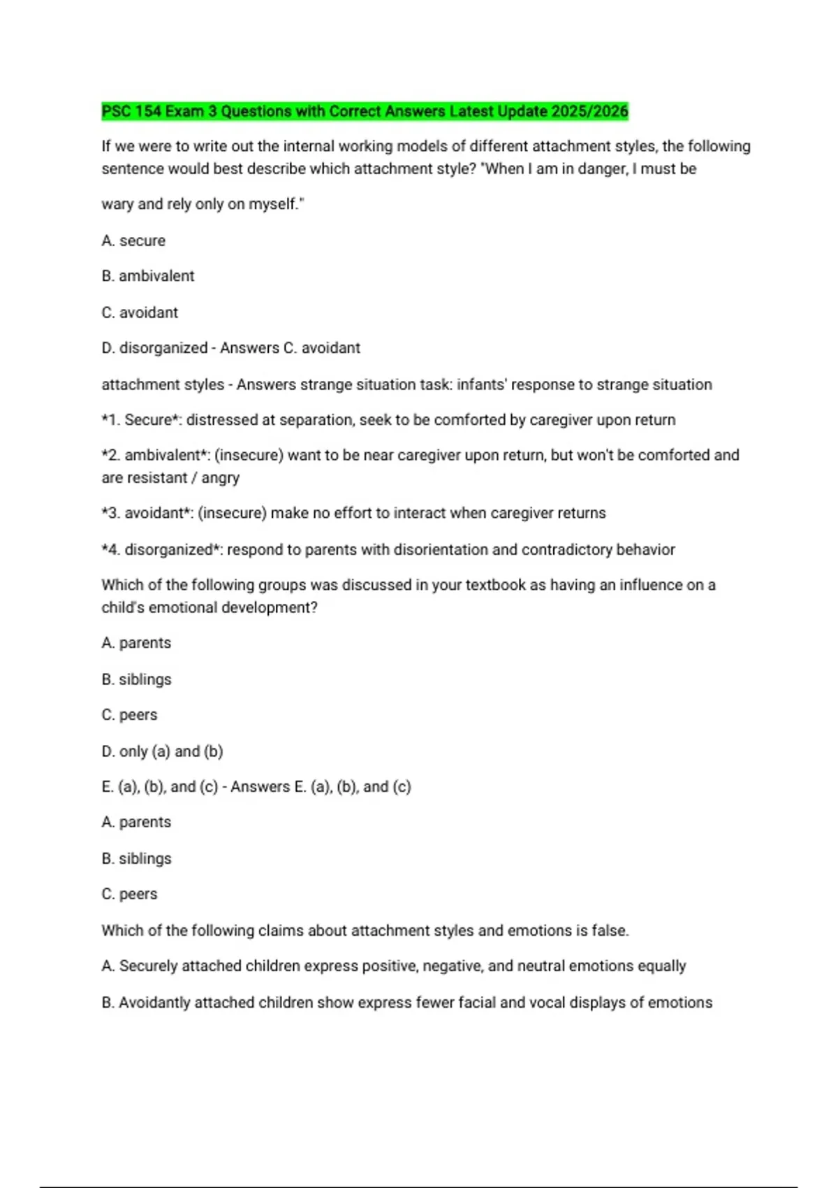 PSC 154 Exam 3 Questions with Correct Answers Latest Update 2025/2026 ...