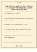 Responsible Beverage Service &lpar;RBS&rpar; certification Exam ALL QUESTIONS AND CORRECT ANSWERS LATEST UPDATE THIS YEAR