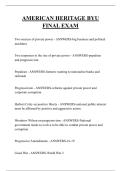 AMERICAN HERITAGE BYU FINAL EXAM QUESTIONS AND ANSWERS 2026