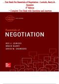 Test Bank Essentials of Negotiation 6th Edition Lewicki Barry Saunders &ndash; Complete Q&A Study Guide