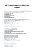 AP Physics 1 Questions and Correct Answers &lpar;100&percnt; VERIFIED&rpar;&vert; 2025&sol;2026