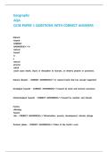 Geography AQA GCSE PAPER 1 QUESTIONS WITH CORRECT ANSWERS