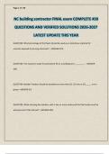 NC building contractor FINAL exam COMPLETE 450 QUESTIONS AND VERIFIED SOLUTIONS 2026-2027 LATEST UPDATE THIS YEAR