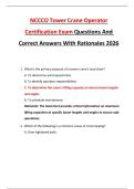 NCCCO Tower Crane Operator Certification Exam Questions And Correct Answers With Rationales 2026