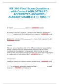 IEE 380 Final Exam Questions with Correct AND DETAILED ACCREDITED ANSWERS ALREADY GRADED A&plus;&vert;&vert; PASS&excl;&excl;&excl;