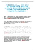 MIC 205 Final Exam 2025-2026 ACCREDITED WITH DETAILED ACCURATE QUEASTIONS AND WELL DEFINED ANSWERS ALREADY GRADED A&plus;&vert;&vert; RANKED&excl;&excl;&excl;