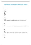 Food Manager Exam Questions With Correct Answers