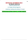 OFFICIAL SUMMER 2025 PEARSON EDEXCEL Pearson Edexcel GCE In Turkish &lpar;9TU0&rpar; Paper 03 Listening&comma; reading and writing in Turkish MERGED QUESTION PAPER &plus; MARK SCHEME