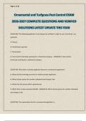 Ornamental and Turfgrass Pest Control EXAM 2026-2027 COMPLETE QUESTIONS AND VERIFIED SOLUTIONS LATEST UPDATE THIS YEAR