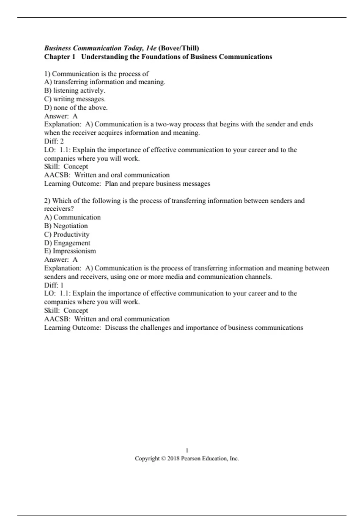 practice test bank questions, final exam : Business Communication Today ...