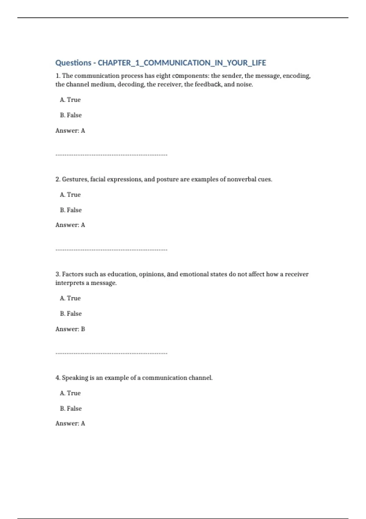 practice test bank questions, final exam : Business Communication,Means ...