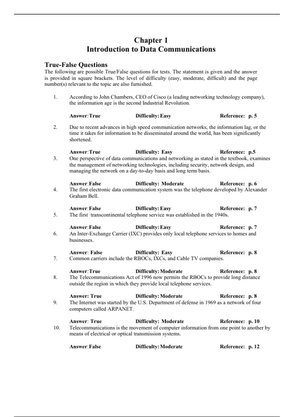 practice test bank questions, final exam : Business Data Communications ...