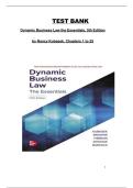 Test Bank &ndash; Dynamic Business Law&colon; The Essentials&comma; 5th Edition by Nancy Kubasek &vert; Complete Chapters 1&ndash;25