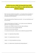 Quality Assurance &lpar;QA&rpar;&sol; QA Specialist Exam With complete solution New RATED A&plus; NEW EDITION 100&percnt; VERIFIED CORRECT  