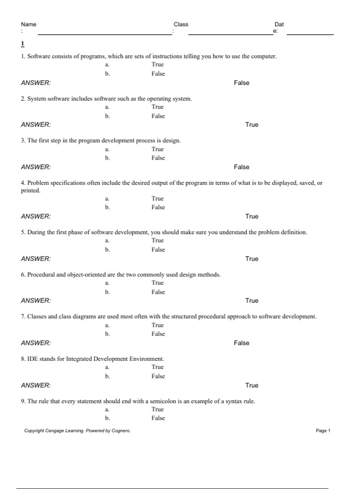practice test bank questions, final exam : C# Programming From Problem ...