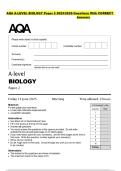 AQA A-LEVEL BIOLOGY Paper 2 2025&sol;2026 Questions With CORRECT  Answers 