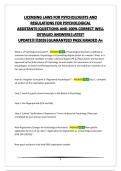 LICENSING LAWS FOR PSYCHOLOGISTS AND REGULATIONS FOR PSYCHOLOGICAL ASSISTANTS&vert;QUESTIONS AND 100&percnt; CORRECT WELL DETAILED ANSWERS&vert;LATEST UPDATE&excl;&excl;&excl;&excl;&excl;2026&vert;GUARANTEED PASS&vert;GRADED A&plus;