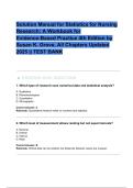 Solution Manual for Statistics for Nursing Research&colon; A Workbook for Evidence-Based Practice 4th Edition by Susan K&period; Grove&comma; All Chapters Updated 2025 &vert;&vert; TEST BANK 