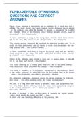 FUNDAMENTALS OF NURSING QUESTIONS AND CORRECT ANSWERS