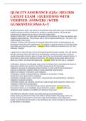 QUALITY ASSURANCE &lpar;QA&rpar; &vert; 2025&sol;2026 LATEST EXAM  &vert; QUESTIONS WITH VERIFIED  ANSWERS &vert; WITH GUARANTEE PASS A&plus;&excl;&excl;