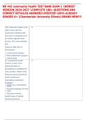 NR 442 community health TEST BANK EXAM 1 NEWEST  VERSION 2026-2027 COMPLETE 180&plus; QUESTIONS AND  CORRECT DETAILED ANSWERSVERIFIED 100&percnt; ALREADY  GRADED A&plus; &lpar;Chamberlain University-Illinois&rpar; BRAND NEW&excl;&excl;&excl;&excl; 