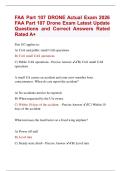 FAA Part 107 DRONE Actual Exam 2026  FAA Part 107 Drone Exam Latest Update  Questions and Correct Answers Rated  Rated A&plus; 