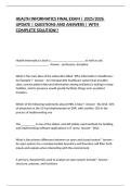 HEALTH INFORMATICS FINAL EXAM &vert; 2025&sol;2026 UPDATE &vert; QUESTIONS AND ANSWERS &vert; WITH COMPLETE SOLUTION&excl;&excl;