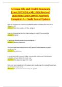 Arizona Life and Health Insurance Exam 2025&sol;26 with 100&percnt; Revised Questions and Correct Answers&comma; Complete A&plus; Guide Latest Update&period;