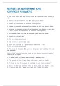 NURSE 105 QUESTIONS AND CORRECT ANSWERS