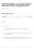 FDOT Final Estimates - Level 1 Exam Questions with Correct Answers &vert; Guaranteed Success