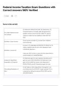 Federal Income Taxation Exam Questions with Correct Answers 100&percnt; Verified