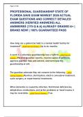 PROFESSIONAL GUARDIANSHIP STATE OF  FLORIDA SAVE EXAM NEWEST 2026 ACTUAL  EXAM QUESTIONS AND CORRECT DETAILED  ANSWERS &lpar;VERIFIED ANSWERS&rpar; ALL  ANSWERED &lbrace;170 Q & A&rcub; ALREADY GRADED A&plus; &vert;  BRAND NEW&excl; &vert; 100&percnt; GUARANTEED PASS 