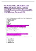 DE Water Line Contractor Exam  Questions And Correct Answers  &lpar;Verified Answers&rpar; Plus Rationale2026  Q&A&vert; Instant Download Pdf