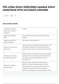 FES written EXAM &lpar;2025&sol;2026&rpar; Updated&colon; EXAM QUESTIONS WITH ACCURATE ANSWERS