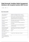 Flight Paramedic Ventilator Patient Management Questions with Complete Solutions 100&percnt; Correct