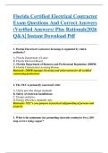 Florida Certified Electrical Contractor  Exam Questions And Correct Answers  &lpar;Verified Answers&rpar; Plus Rationale2026  Q&A&vert; Instant Download Pdf 