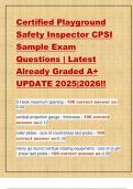 Certified Playground  Safety Inspector CPSI  Sample Exam  Questions &vert; Latest  Already Graded A&plus;  UPDATE 2025&vert;2026&excl;&excl; 