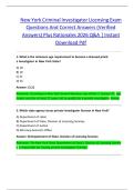 New York Private Investigator Licensing Exam Practice Test &ndash; Verified Questions & Correct Answers with Rationales &vert; 2025&sol;2026 PDF Instant Download