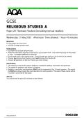 2025 AQA GCSE RELIGIOUS STUDIES A Paper 2B Thematic Studies &lpar;including textual studies&rpar; Combined Question Paper and Final Marking Scheme