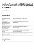 Front Desk Representative &lpar;2025&sol;2026&rpar; Updated&colon; EXAM QUESTIONS WITH ACCURATE ANSWERS &vert; GET IT RIGHT&excl;&excl;
