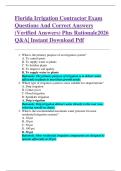 Florida Irrigation Contractor Exam  Questions And Correct Answers  &lpar;Verified Answers&rpar; Plus Rationale2026  Q&A&vert; Instant Download Pdf 