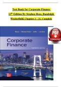 Test Bank for Corporate Finance   13th Edition By Stephen Ross&comma; Randolph  Westerfield&comma; Chapters 1 - 21&comma; Complete