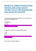 Florida Low Voltage Contractor Exam  Questions And Correct Answers  &lpar;Verified Answers&rpar; Plus Rationale2026  Q&A&vert; Instant Download Pdf  