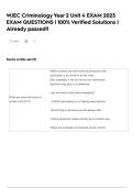 WJEC Criminology Year 2 Unit 4 EXAM 2025 EXAM QUESTIONS &vert; 100&percnt; Verified Solutions &vert; Already passed&excl;&excl;