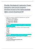 Florida Mechanical Contractor Exam  Questions And Correct Answers  &lpar;Verified Answers&rpar; Plus Rationale2026  Q&A&vert; Instant Download Pdf  