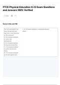 FTCE Physical Education K-12 Exam Questions and Answers 100&percnt; Verified