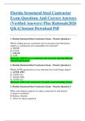 Florida Structural Steel Contractor  Exam Questions And Correct Answers  &lpar;Verified Answers&rpar; Plus Rationale2026  Q&A&vert; Instant Download Pdf  